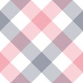 Buffalo check plaid in grey, pink, white. Seamless light pastel herringbone textured vector for spring and summer flannel shirt.