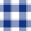 Buffalo check plaid pattern in royal blue and white. Seamless simple gingham vichy tartan for flannel shirt, tablecloth, picnic. Royalty Free Stock Photo