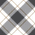 Buffalo check plaid pattern vector in grey, beige, white. Seamless diagonal herringbone tartan plaid.