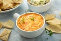 Buffalo chicken dip with chips Royalty Free Stock Photo