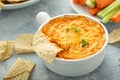 Buffalo chicken dip with chips Royalty Free Stock Photo