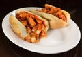 Buffalo Chicken Hero Cut in Half on a Plate Royalty Free Stock Photo