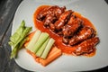Buffalo chicken wings with blue cheese dip Royalty Free Stock Photo