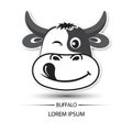 Buffalo face happy logo and white background