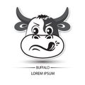 Buffalo face touchy logo and white background