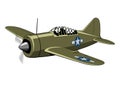 Buffalo fighter plane 1939. WW II aircraft. Vintage airplane.