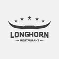 Buffalo Head Horn icon,Bull,cow, retro vintage texas restaurant longhorn logo Royalty Free Stock Photo