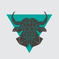 Buffalo head icon. Geometric Polygonal style. Royalty Free Stock Photo