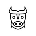 Black line icon for Buffalo, aggressive and cattle