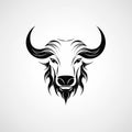 Buffalo Icon, Minimal Bull Head Silhouette, Bison Symbol, Cattle Pictogram Royalty Free Stock Photo