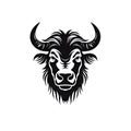 Buffalo Icon, Minimal Bull Head Silhouette, Bison Symbol, Cattle Pictogram Royalty Free Stock Photo