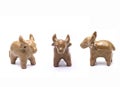 Buffalo made of baked clay on white. Royalty Free Stock Photo