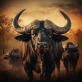 Ai Generated illustration Wildlife Concept of Buffalo Royalty Free Stock Photo