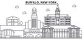 Buffalo, New York Architecture Line Skyline Illustration. Linear Vector Cityscape With Famous Landmarks, City Sights