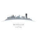 Buffalo New York city skyline silhouette white background