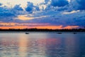 Buffalo NY sunset in springtime looking over Lake Erie from park system Royalty Free Stock Photo