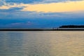 Buffalo NY sunset in springtime looking over Lake Erie from park system Royalty Free Stock Photo