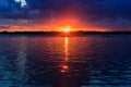 Buffalo NY sunset in springtime looking over Lake Erie from park system Royalty Free Stock Photo