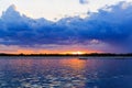 Buffalo NY sunset in springtime looking over Lake Erie from park system Royalty Free Stock Photo