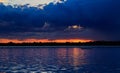 Buffalo NY sunset in springtime looking over Lake Erie from park system Royalty Free Stock Photo