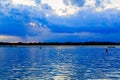 Buffalo NY sunset in springtime looking over Lake Erie from park system Royalty Free Stock Photo