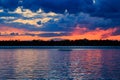 Buffalo NY sunset in springtime looking over Lake Erie from park system Royalty Free Stock Photo