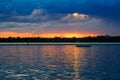 Buffalo NY sunset in springtime looking over Lake Erie from park system Royalty Free Stock Photo