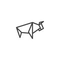 Buffalo origami line icon
