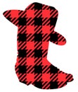 Buffalo Plaid Christmas Cowboy boots silhouette. Vector illustration Cowboy hat Country Christmas isolated on white Royalty Free Stock Photo