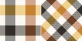 Buffalo plaid pattern in brown, yellow, beige, white. Seamless herringbone large gingham vichy vector for modern blanket, duvet.