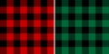 Buffalo plaid pattern set in black, red, green. Seamless tartan check graphic vector for tablecloth, gift paper, flannel shirt. Royalty Free Stock Photo