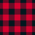 Buffalo Plaid seamless patten. Vector checkered black red plaid textured background. Traditional Christmas fabric print Royalty Free Stock Photo