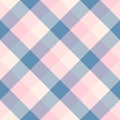 Buffalo Plaid seamless patten. Vector diagonal checkered pink, white, blue plaid textured background. Traditional