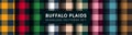 Buffalo Plaid seamless pattens set. Vector checkered red, green, brown, blue plaids textured background. Traditional Royalty Free Stock Photo