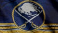 Buffalo Sabres hockey club flag waving in the Wind. Buffalo Sabres HC. 3d render.