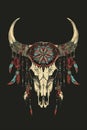 Buffalo Skull Flat Icon, Dead Animal Tribal Totem Symbol, Cow Head Bones Color Illustration Royalty Free Stock Photo