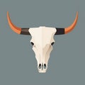 Buffalo Skull Flat Icon, Dead Animal Tribal Totem Symbol, Cow Head Bones Color Illustration