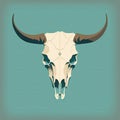 Buffalo Skull Flat Icon, Dead Animal Tribal Totem Symbol, Cow Head Bones Color Illustration