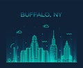 Buffalo skyline New York USA vector linear style