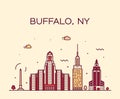 Buffalo skyline New York USA vector linear style Royalty Free Stock Photo