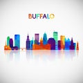 Buffalo skyline silhouette in colorful geometric style. Royalty Free Stock Photo