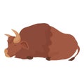 Buffalo sleeping icon cartoon vector. Bison animal