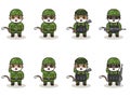 Vector illustration of Cute Cat Army cartoon