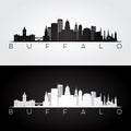 Buffalo USA skyline and landmarks silhouette