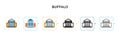 Buffalo vector icon in 6 different modern styles. Black, two colored buffalo icons designed in filled, outline, line and stroke Royalty Free Stock Photo