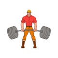 Buffed Lumberjack Lifting Weights Cartoon