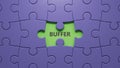 buffer.puzzle pieces with missing pieces spelling.Flat lay view from above on puzzle pieces with missing pieces buttons Royalty Free Stock Photo
