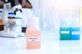 Buffer solution in glass, chemical in the laboratory and industry Royalty Free Stock Photo