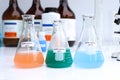 Buffer solution in glass, chemical in the laboratory and industry Royalty Free Stock Photo