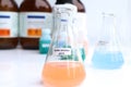 Buffer solution in glass, chemical in the laboratory and industry Royalty Free Stock Photo